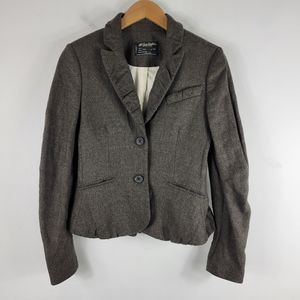 Allsaints Louvre Wool Ruched Single Breasted Notch Lapel Blazer Jacket